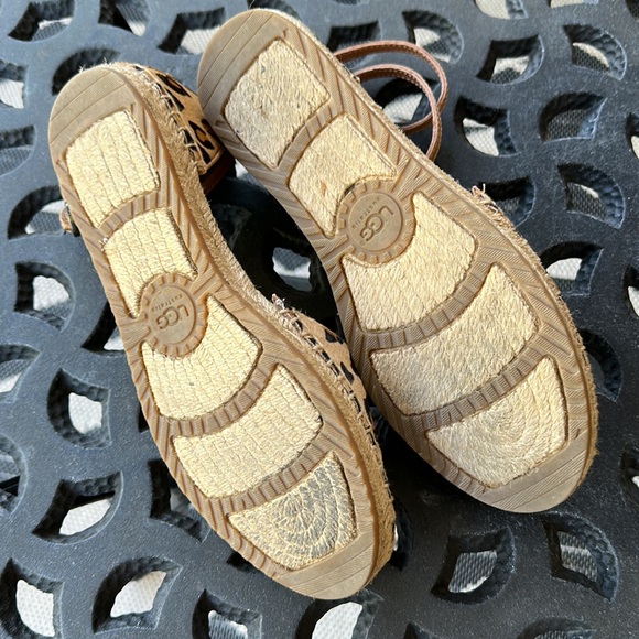 UGG leopard calf hair ankle wrap espadrilles flat shoes size 6 - Picture 7 of 9